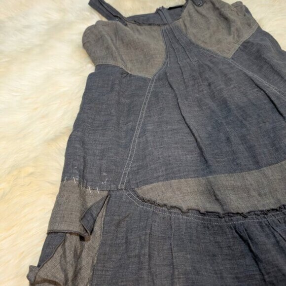 Animale Jacques Ruc 8-US Gray Linen Sleeveless Ruffle Dress - Picture 3 of 8